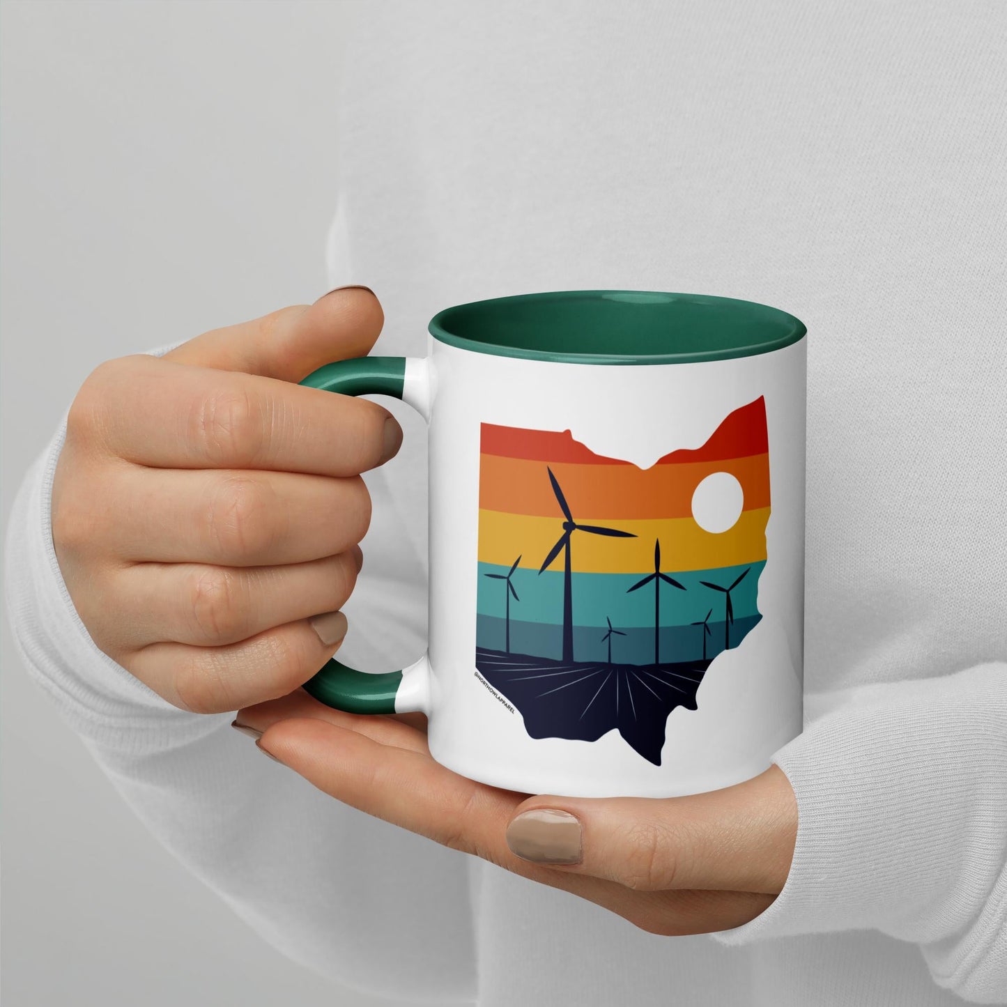Ohio Rural Retro Windmill Sunset Ceramic Mug North Owl Apparel