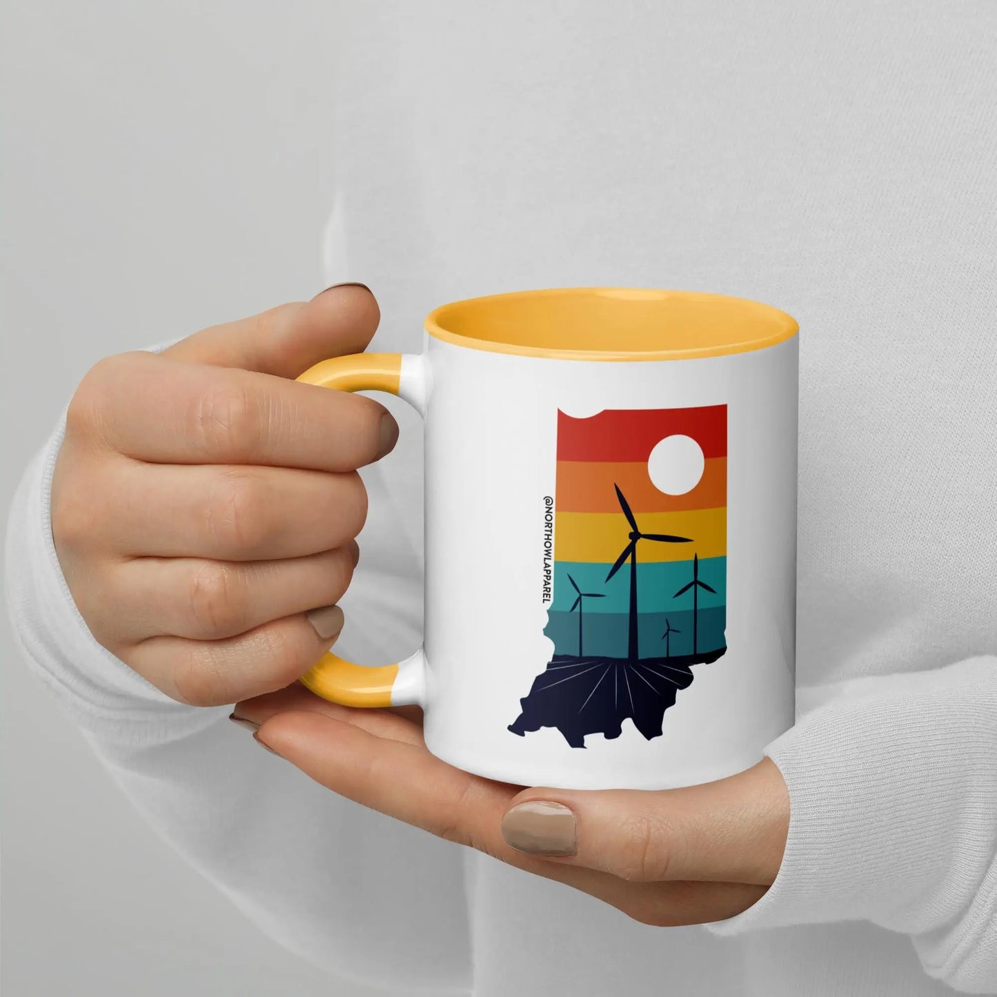 Indiana Rural Retro Windmill Sunset Ceramic Mug North Owl Apparel