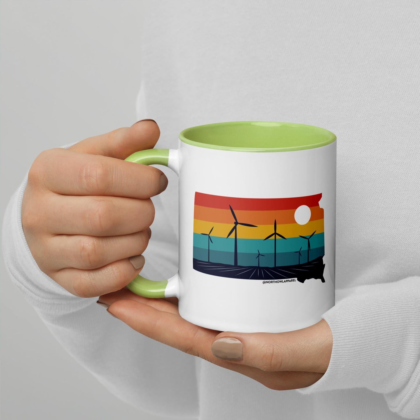 South Dakota Rural Retro Windmill Sunset Ceramic Mug North Owl Apparel