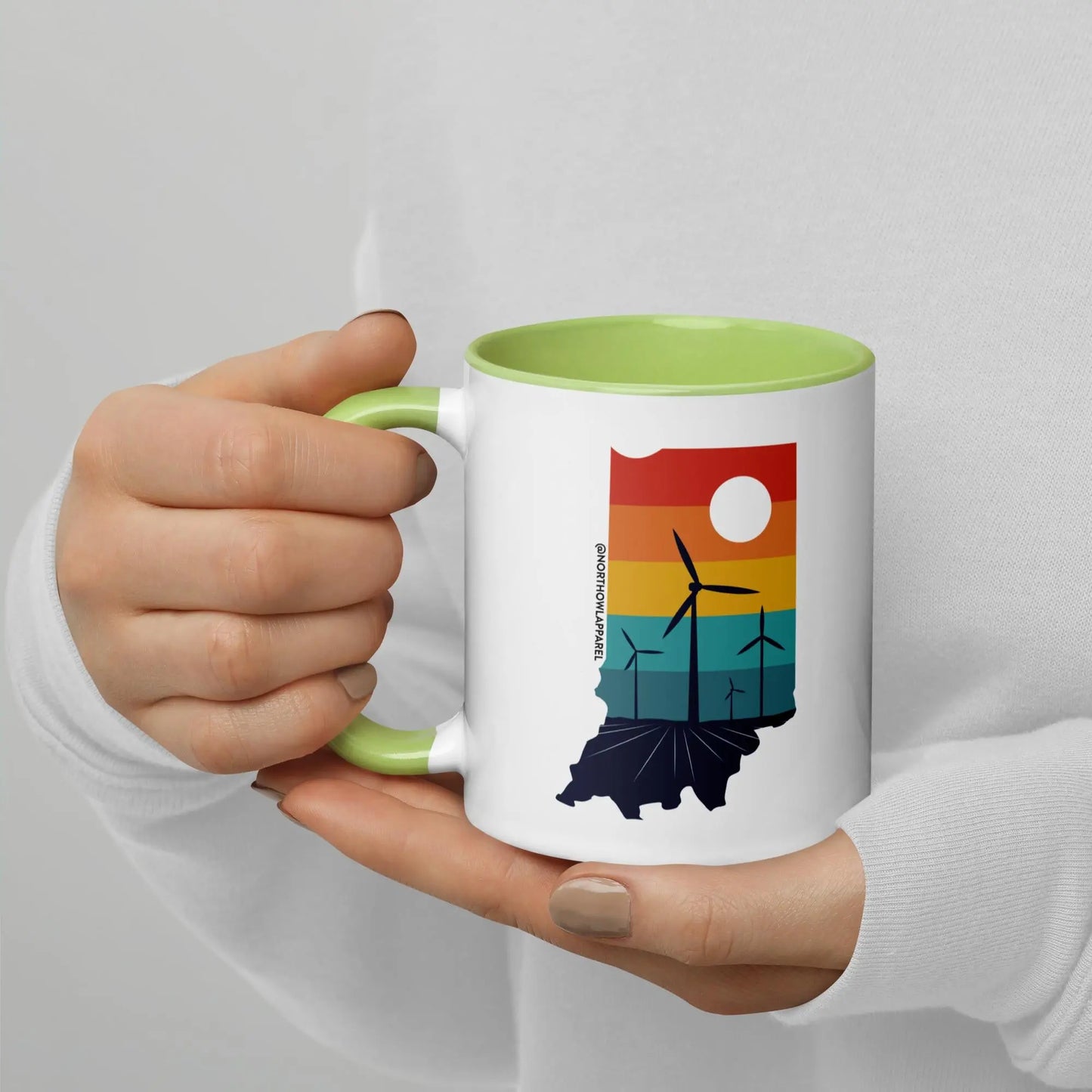 Indiana Rural Retro Windmill Sunset Ceramic Mug North Owl Apparel