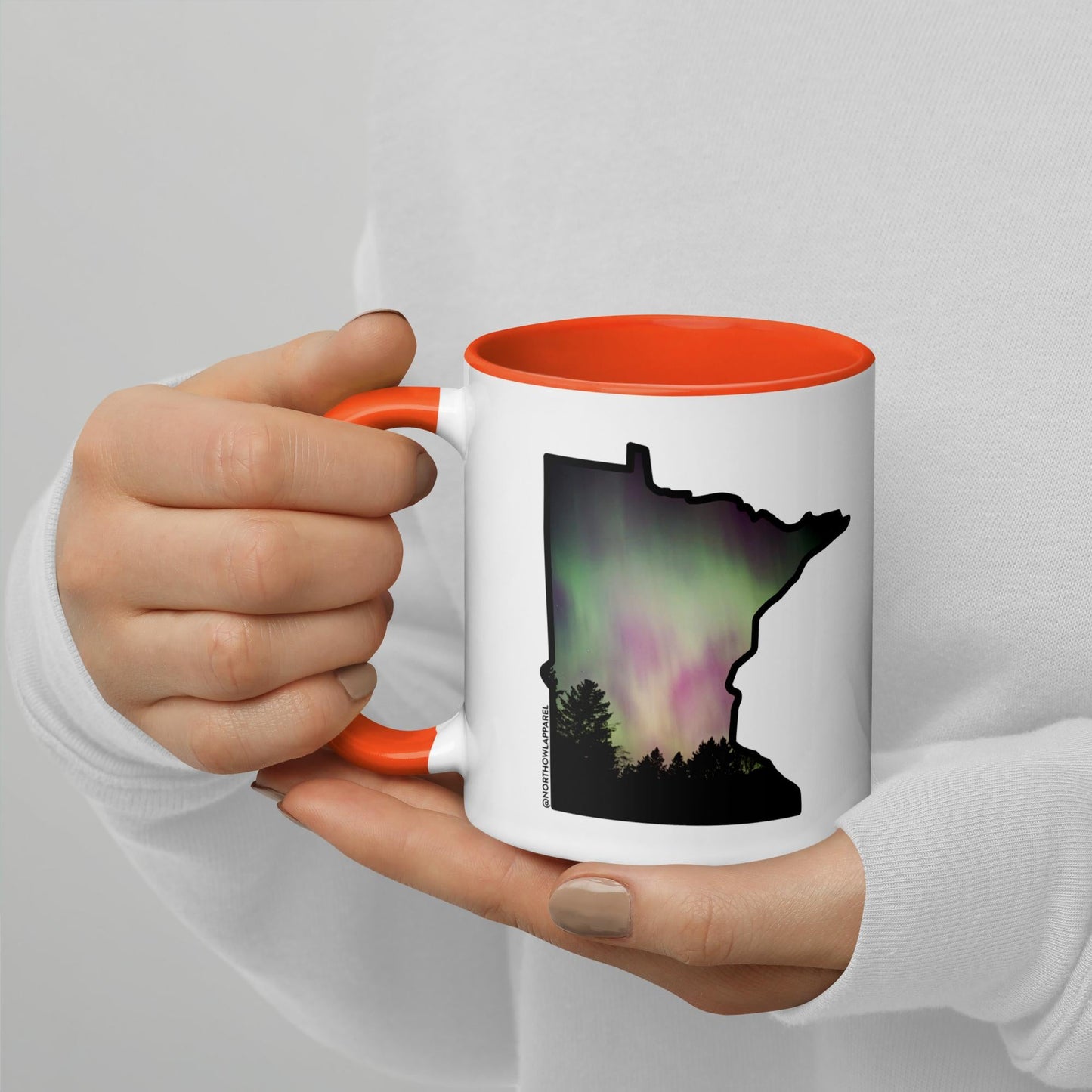 Minnesota Northern Lights Aurora State Shape Gift Mug North Owl Apparel