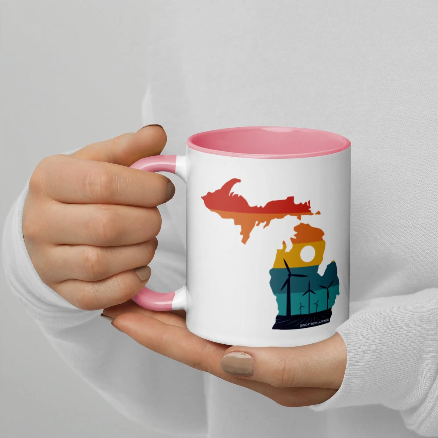 Michigan Rural Retro Windmill Sunset Ceramic Mug North Owl Apparel