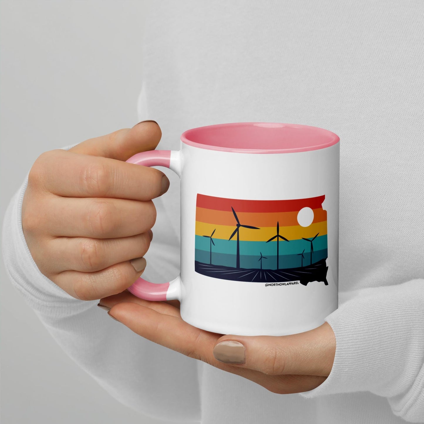 South Dakota Rural Retro Windmill Sunset Ceramic Mug North Owl Apparel
