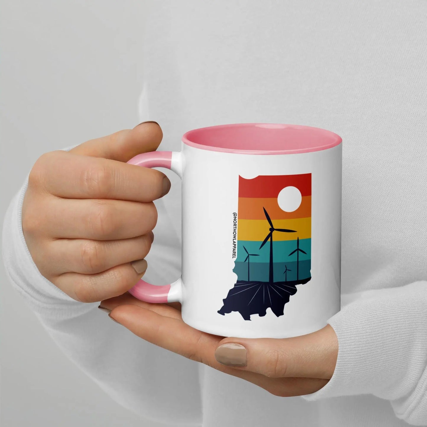 Indiana Rural Retro Windmill Sunset Ceramic Mug North Owl Apparel