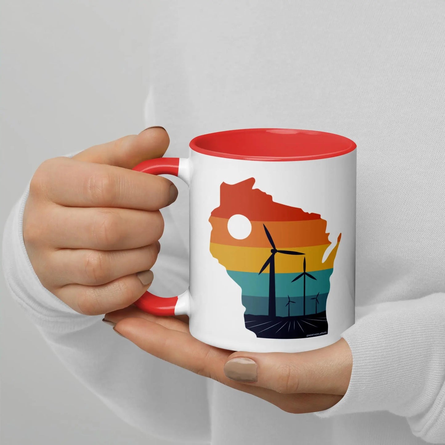Wisconsin Rural Retro Windmill Sunset Ceramic Mug North Owl Apparel