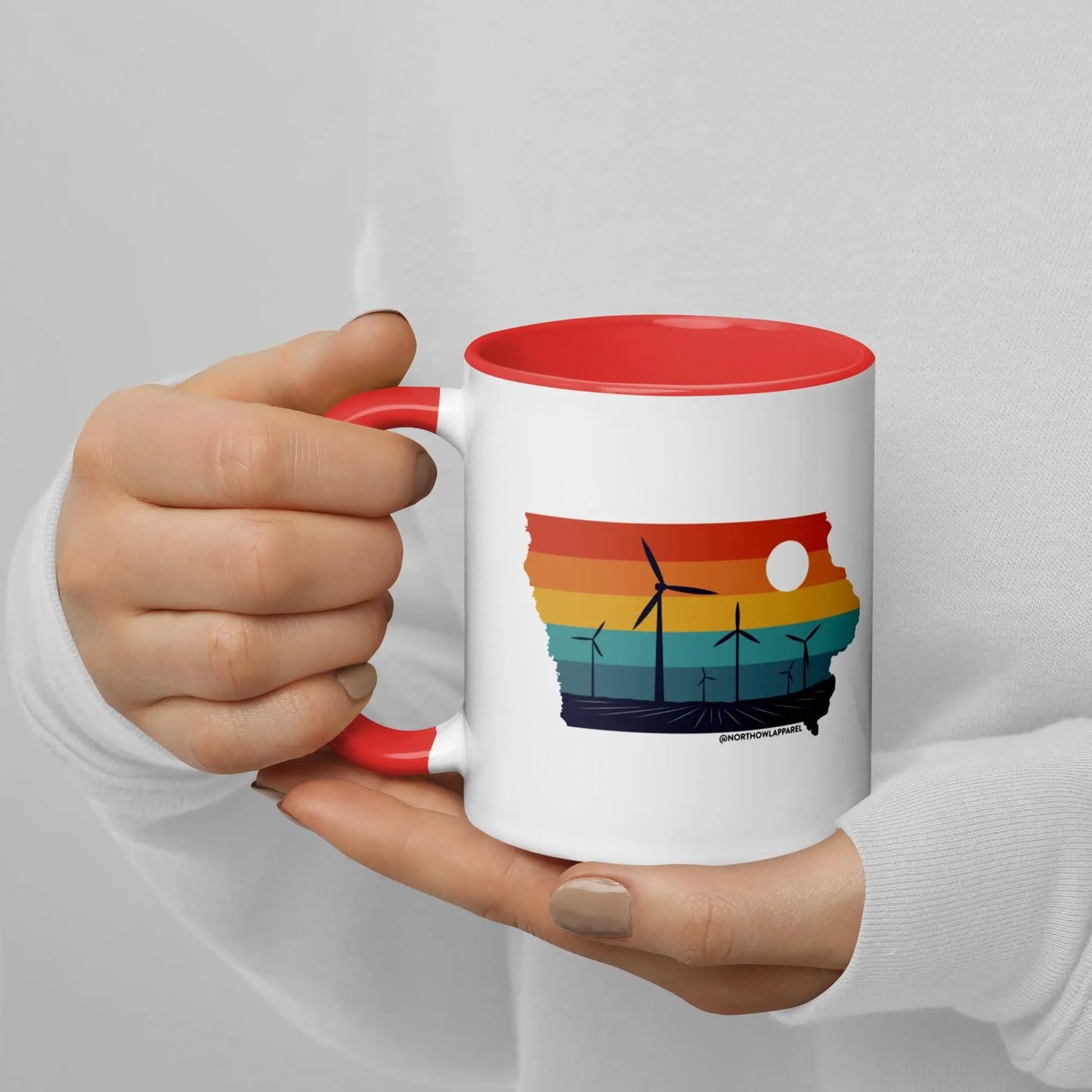 Iowa Rural Retro Windmill Sunset Ceramic Mug North Owl Apparel