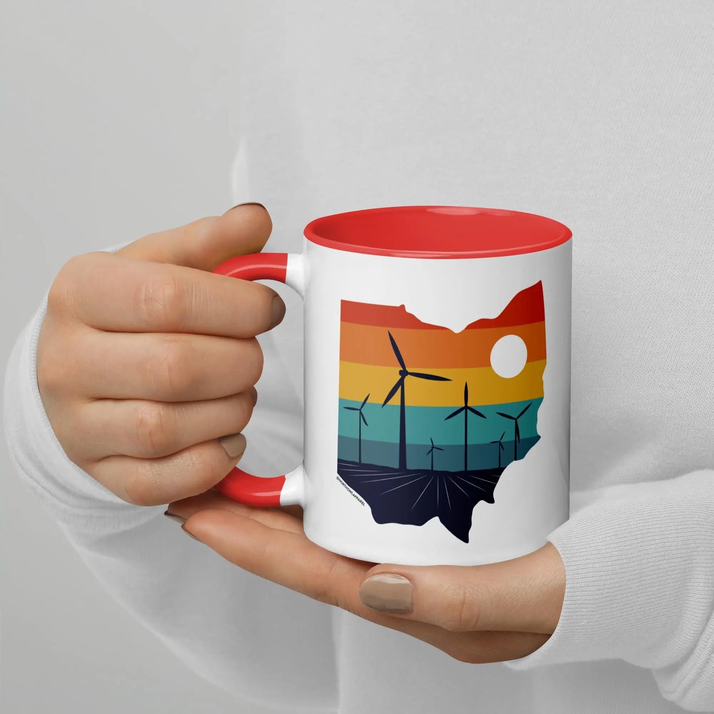 Ohio Rural Retro Windmill Sunset Ceramic Mug North Owl Apparel