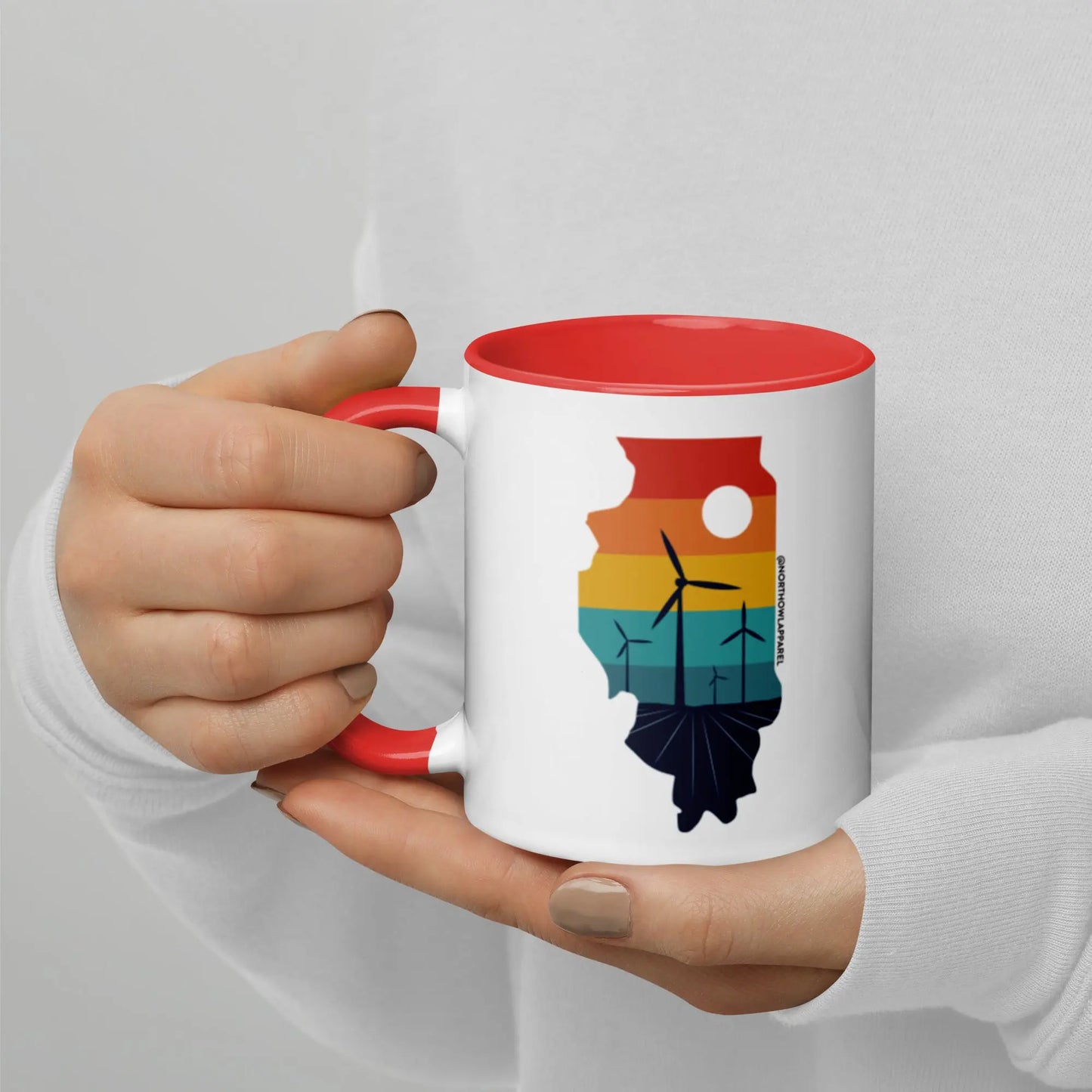 Illinois Rural Retro Windmill Sunset Ceramic Mug North Owl Apparel