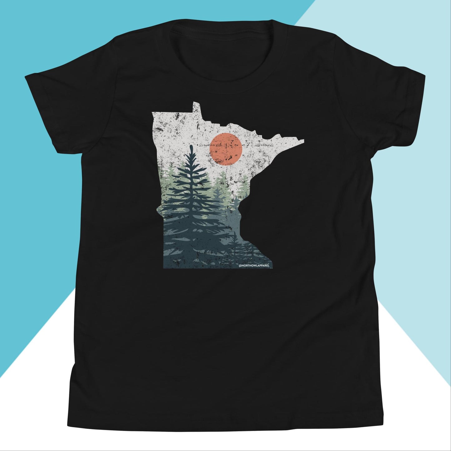 Minnesota Pine Trees Distressed Youth Kids Shirt