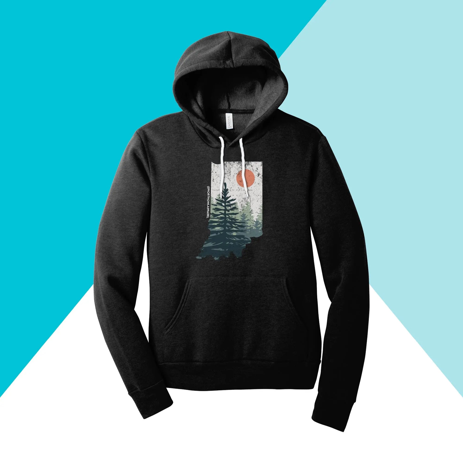Indiana Pine Trees Distressed Unisex Hoodie Sweatshirt North Owl Apparel