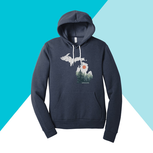 Michigan Pine Trees Distressed Unisex Hoodie Sweatshirt North Owl Apparel
