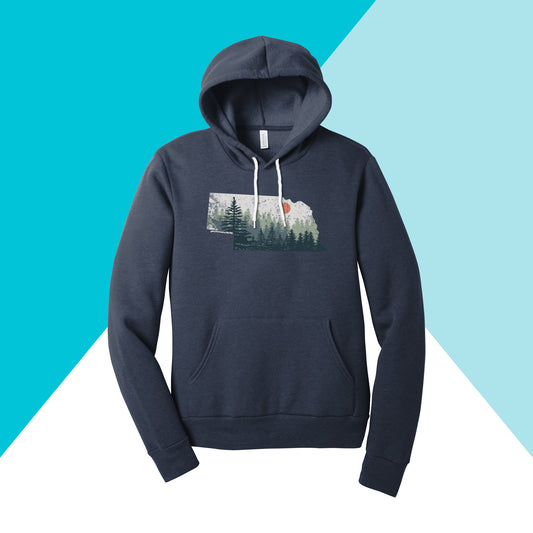 Nebraska Pine Trees Distressed Unisex Hoodie Sweatshirt North Owl Apparel
