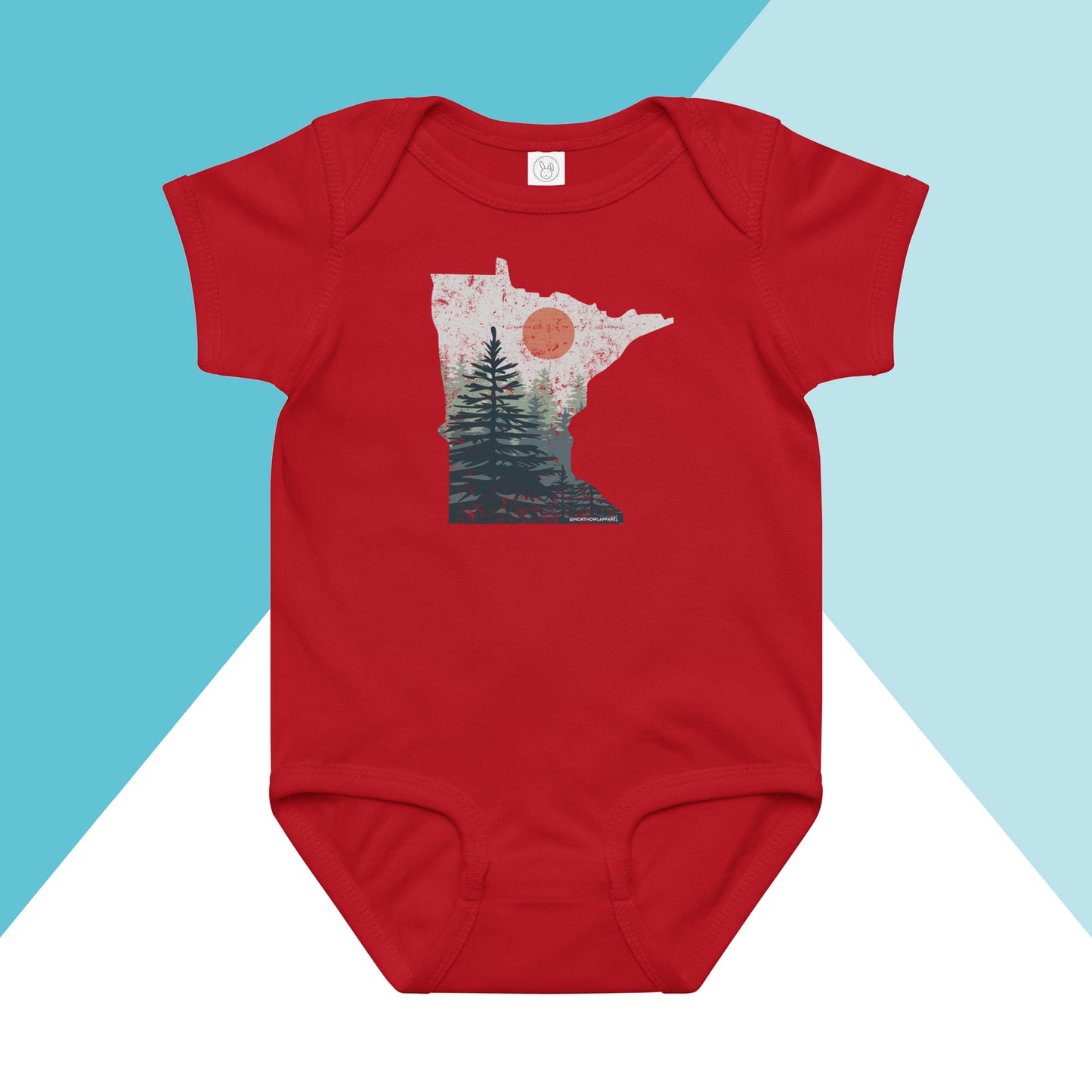 Minnesota Pine Trees Distressed Baby Bodysuit North Owl Apparel