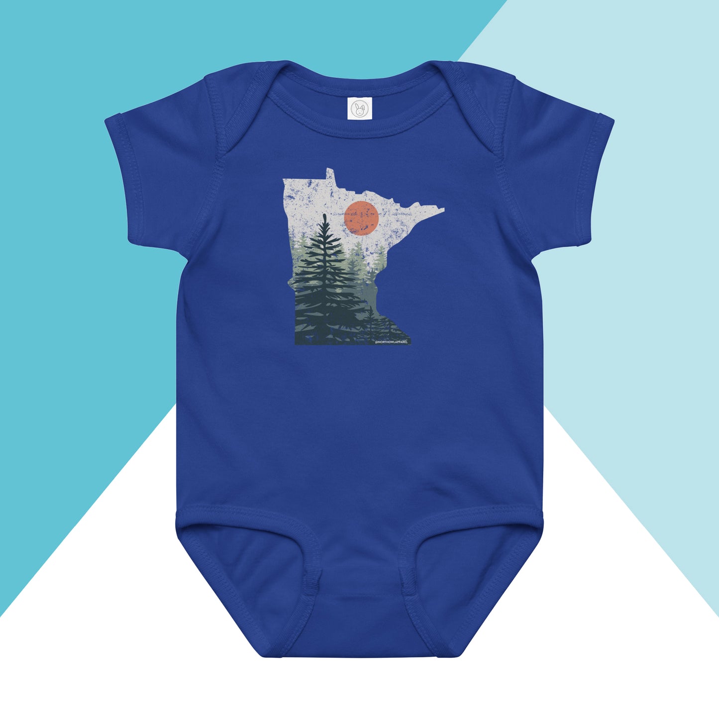 Minnesota Pine Trees Distressed Baby Bodysuit North Owl Apparel