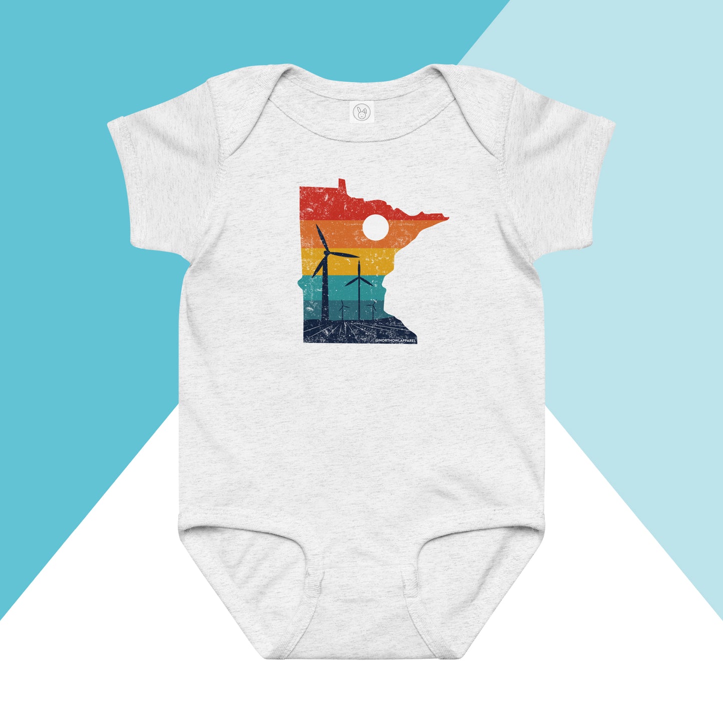 Minnesota Rural Retro Windmill Sunset Baby Bodysuit North Owl Apparel