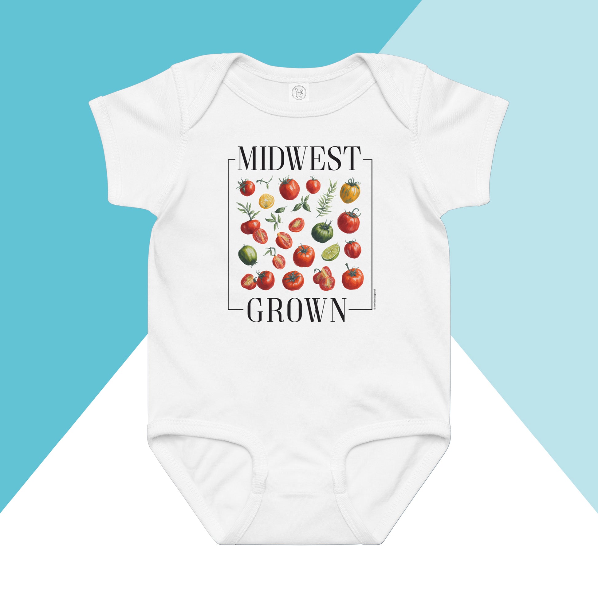 Midwest Grown Heirloom Tomato Summer Baby Bodysuit North Owl Apparel