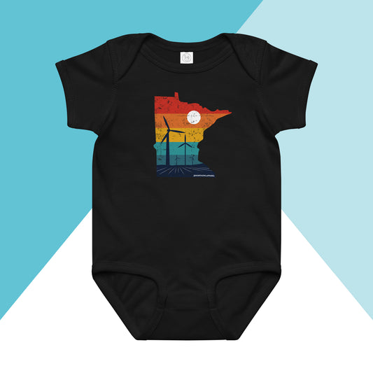 Minnesota Rural Retro Windmill Sunset Baby Bodysuit North Owl Apparel