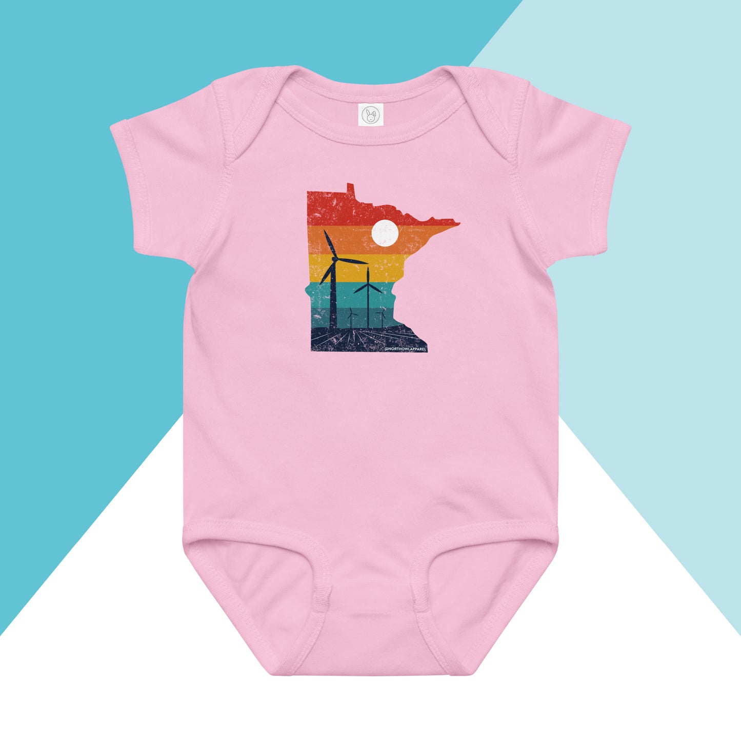 Minnesota Rural Retro Windmill Sunset Baby Bodysuit North Owl Apparel
