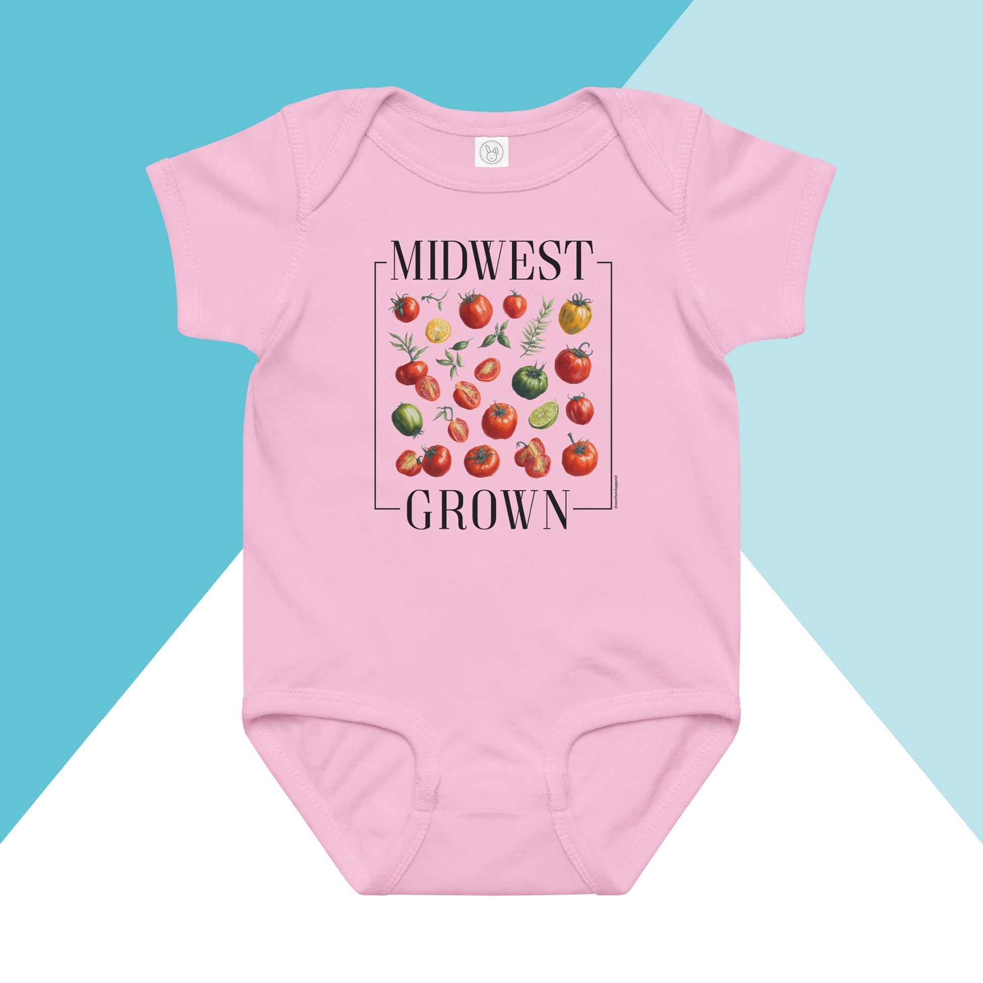Midwest Grown Heirloom Tomato Summer Baby Bodysuit North Owl Apparel
