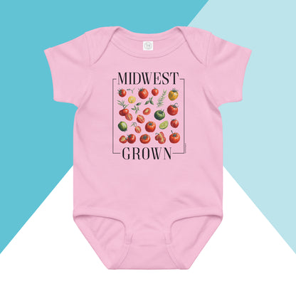 Midwest Grown Heirloom Tomato Summer Baby Bodysuit North Owl Apparel