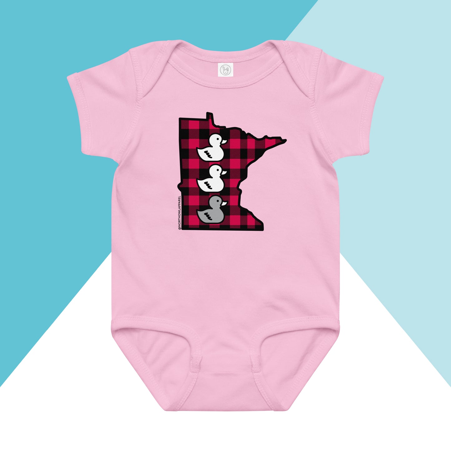 Duck Duck Grey Duck Minnesota Buffalo Plaid Baby Bodysuit North Owl Apparel