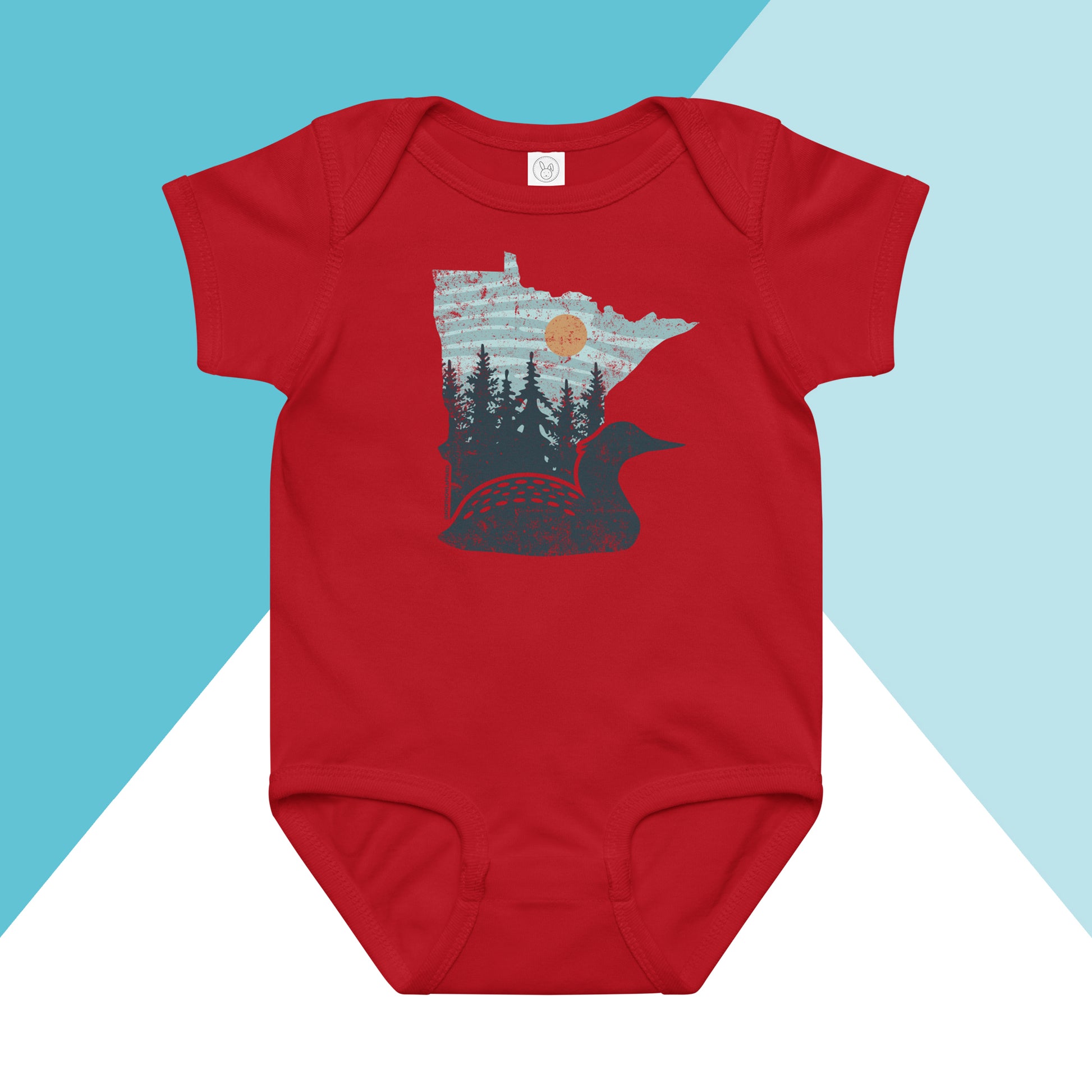 Minnesota Loon Pastel Trees Baby Bodysuit North Owl Apparel