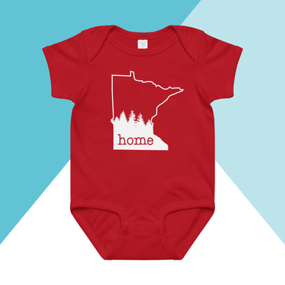Minnesota Home Pine Trees Baby Bodysuit North Owl Apparel