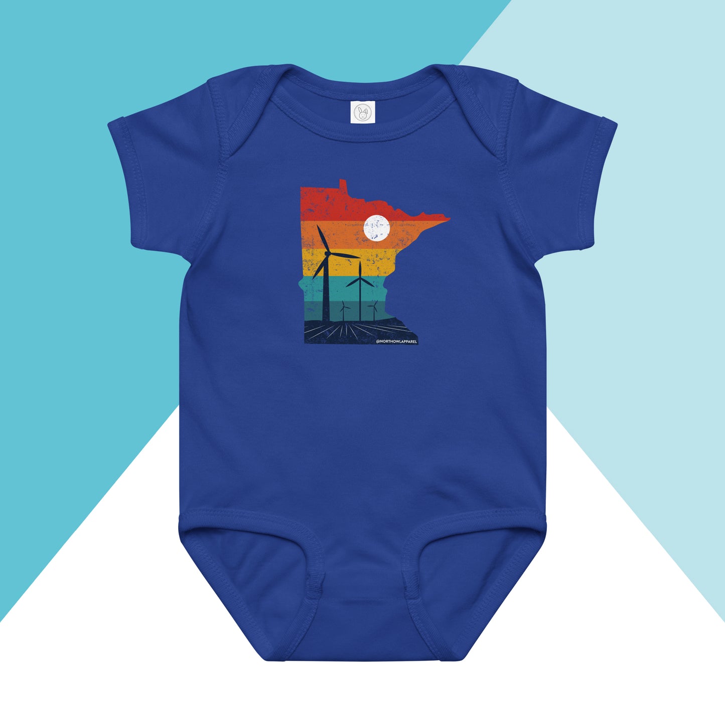 Minnesota Rural Retro Windmill Sunset Baby Bodysuit North Owl Apparel
