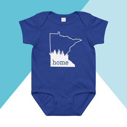 Minnesota Home Pine Trees Baby Bodysuit North Owl Apparel