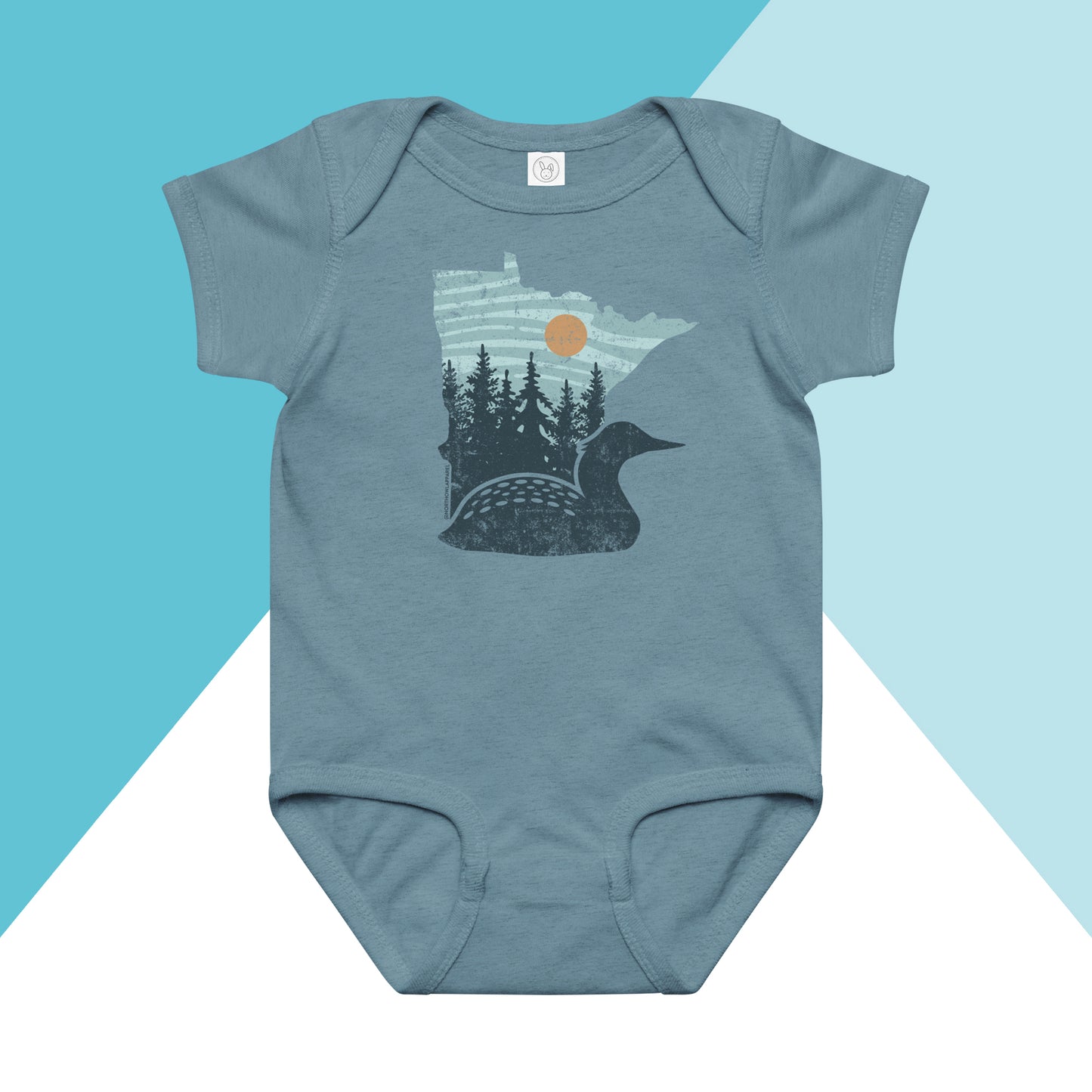 Minnesota Loon Pastel Trees Baby Bodysuit North Owl Apparel