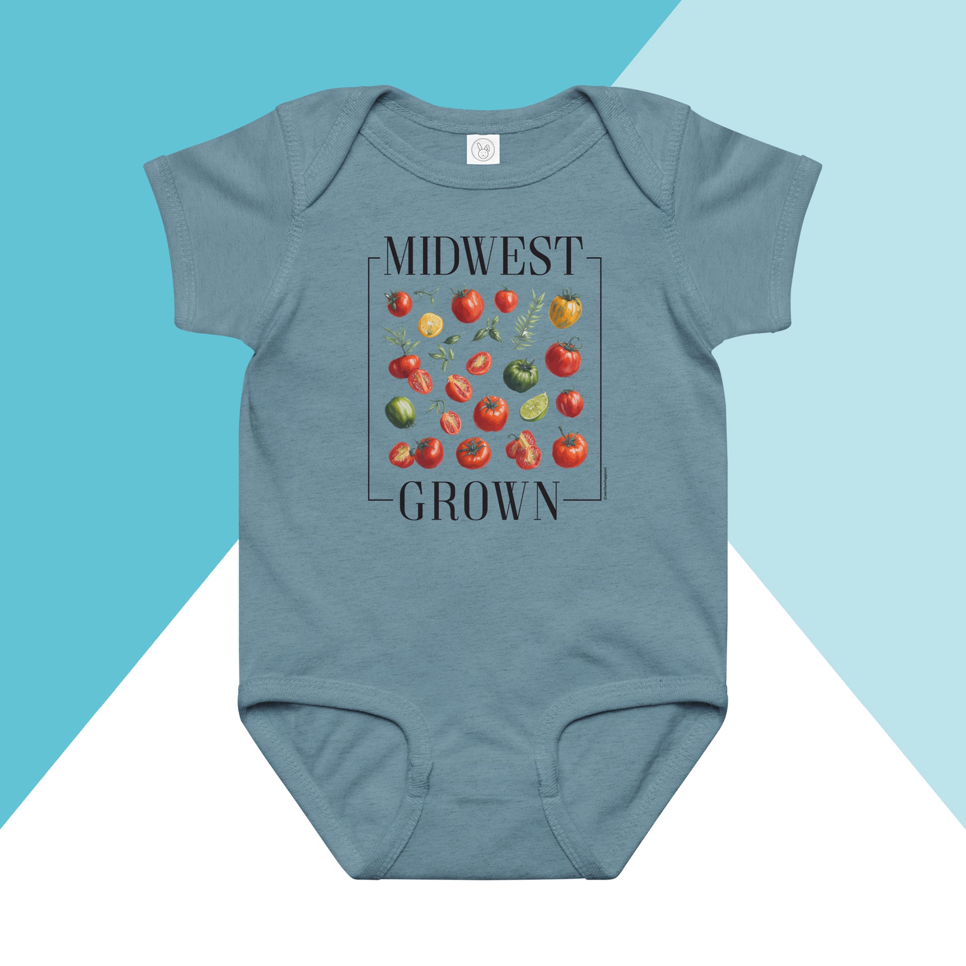 Midwest Grown Heirloom Tomato Summer Baby Bodysuit North Owl Apparel