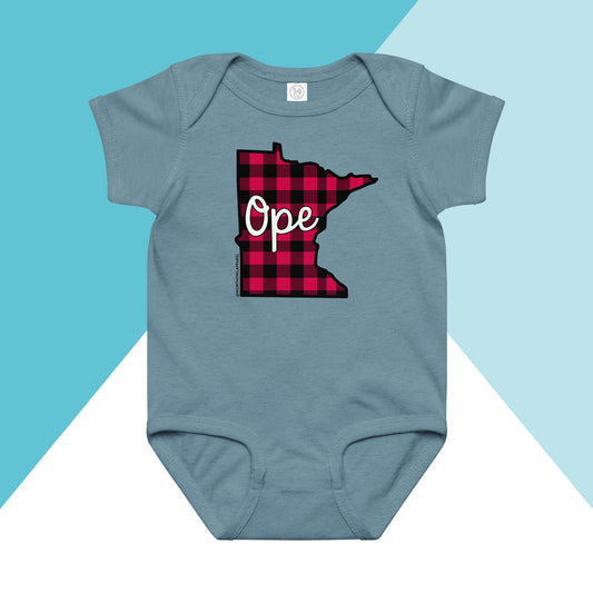 Minnesota Ope Buffalo Plaid Baby Bodysuit North Owl Apparel