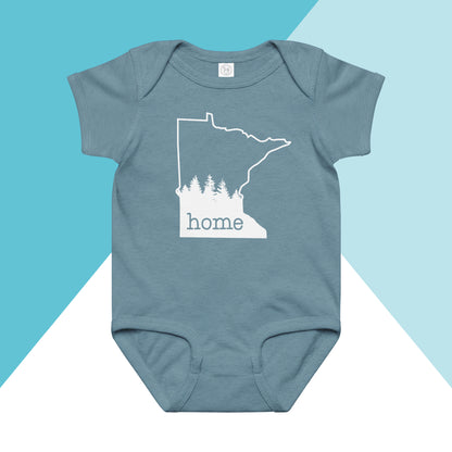 Minnesota Home Pine Trees Baby Bodysuit North Owl Apparel