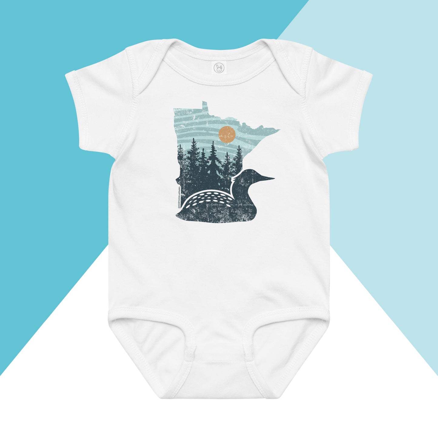 Minnesota Loon Pastel Trees Baby Bodysuit North Owl Apparel