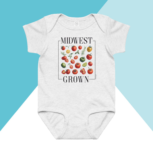 Midwest Grown Heirloom Tomato Summer Baby Bodysuit North Owl Apparel