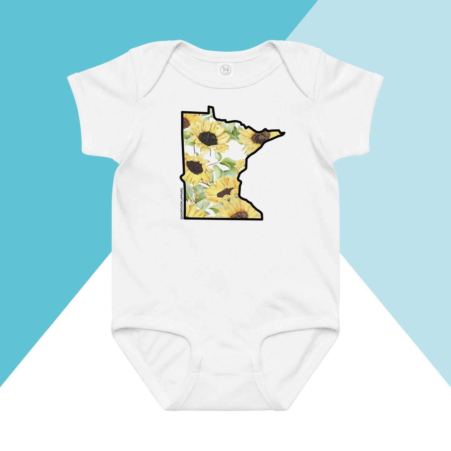 Watercolor Sunflower Minnesota Baby Bodysuit North Owl Apparel