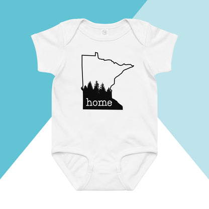 Minnesota Home Pine Trees Baby Bodysuit North Owl Apparel