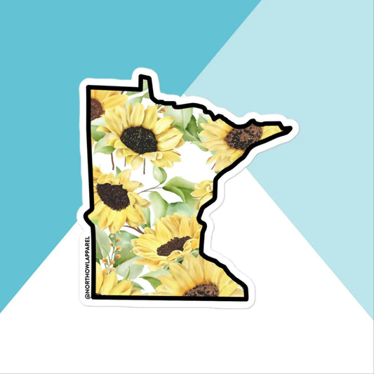 Watercolor Sunflower Minnesota Vinyl Sticker North Owl Apparel