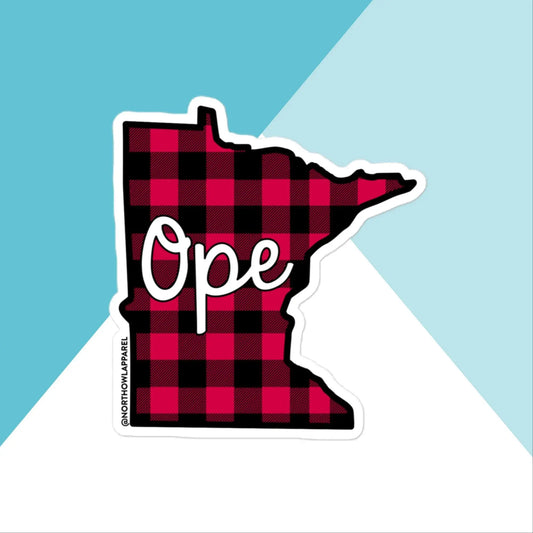 Minnesota Ope Buffalo Plaid Vinyl Sticker North Owl Apparel