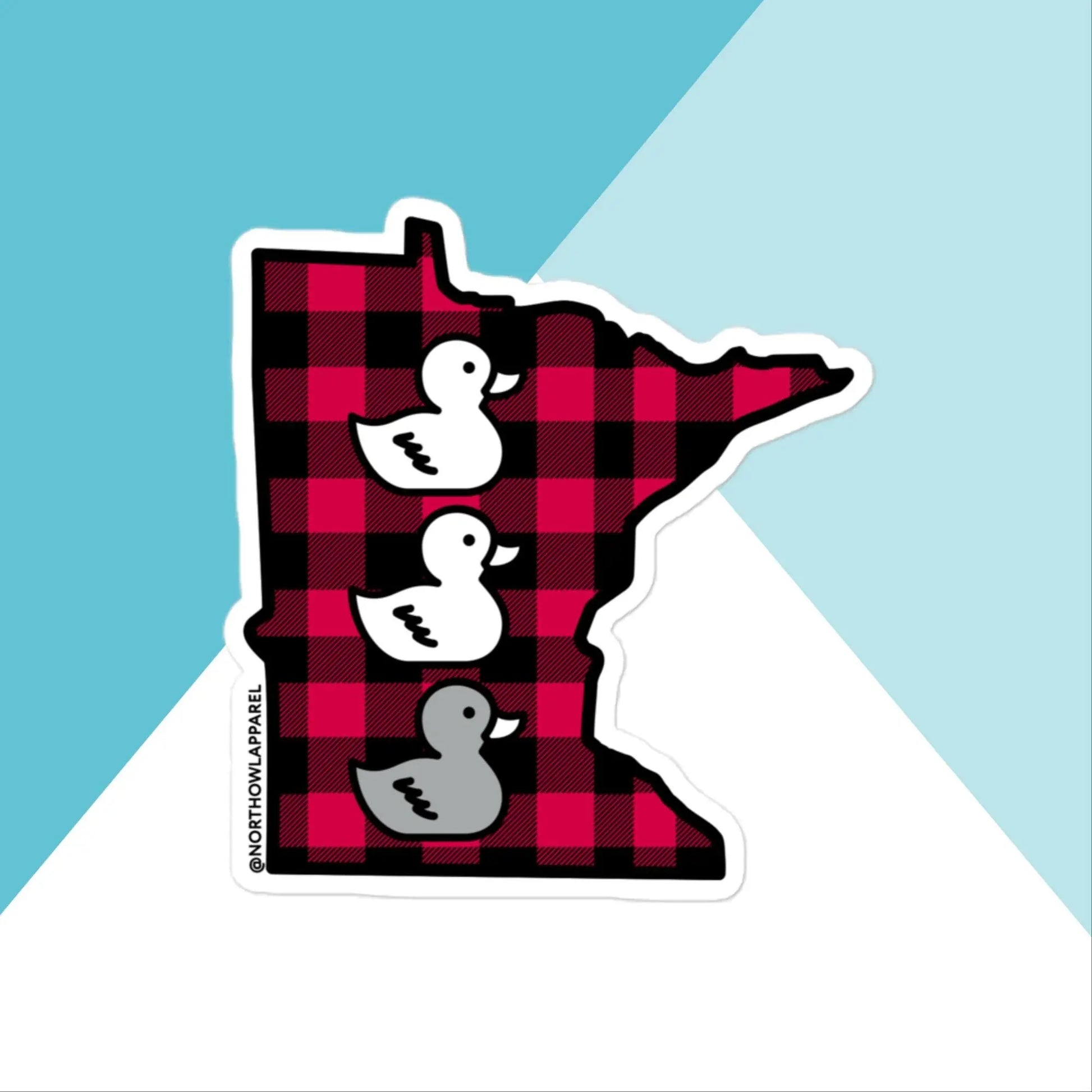 Duck Duck Grey Duck Minnesota Buffalo Plaid Vinyl Sticker North Owl Apparel