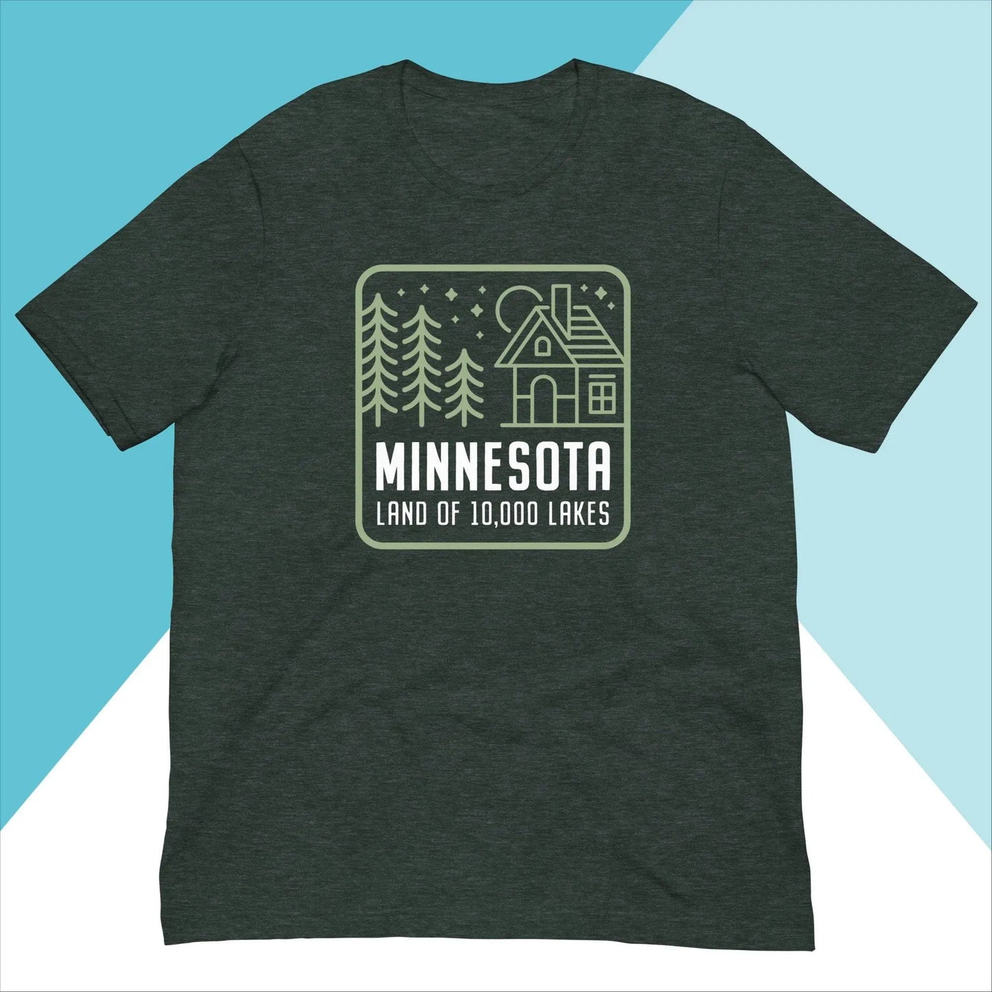Minnesota Cabin and Trees Land of 10,000 Lakes Unisex Shirt North Owl Apparel
