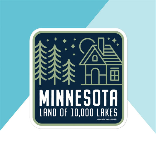 Minnesota Cabin and Trees Vinyl Sticker North Owl Apparel