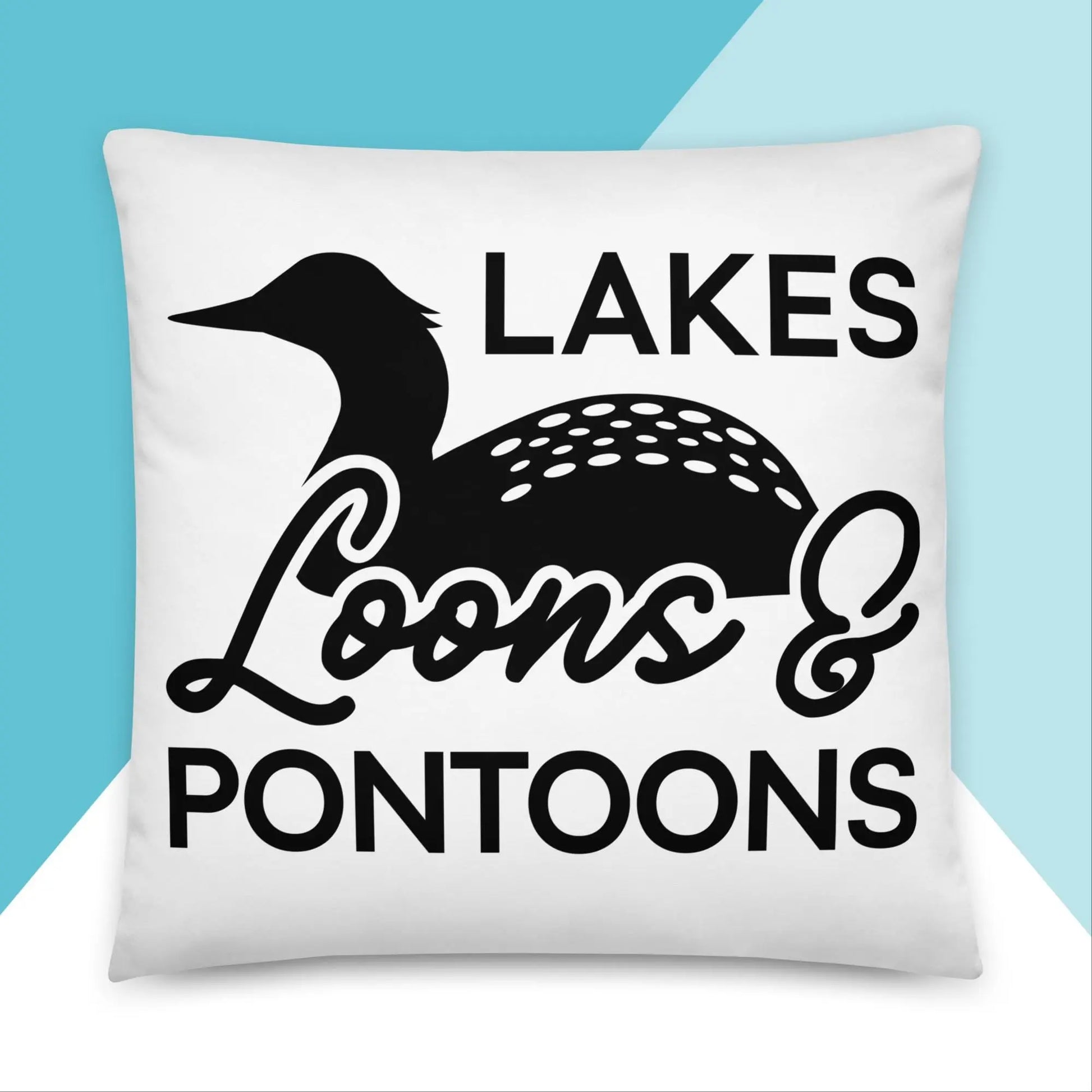 Lakes, Loons, & Pontoons Throw Pillow North Owl Apparel