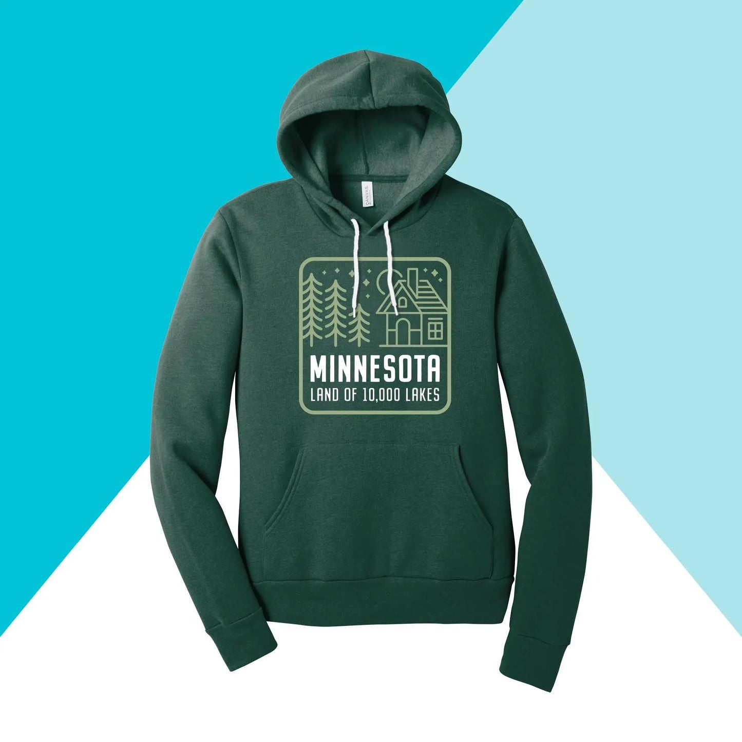 Minnesota Cabin and Trees Land of 10,000 Lakes Unisex Hoodie Sweatshirt North Owl Apparel