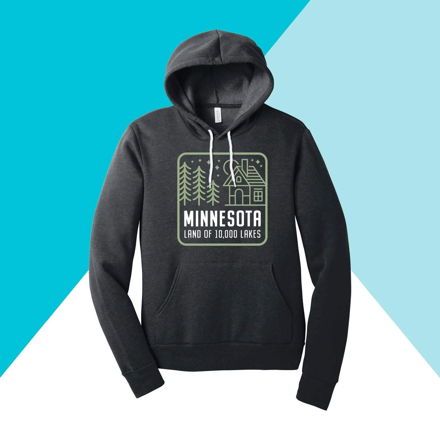 Minnesota Cabin and Trees Land of 10,000 Lakes Unisex Hoodie Sweatshirt North Owl Apparel