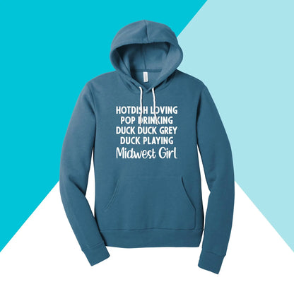 Hotdish Loving Pop Drinking Duck Duck Grey Duck Playing Midwest Girl Unisex Hoodie North Owl Apparel