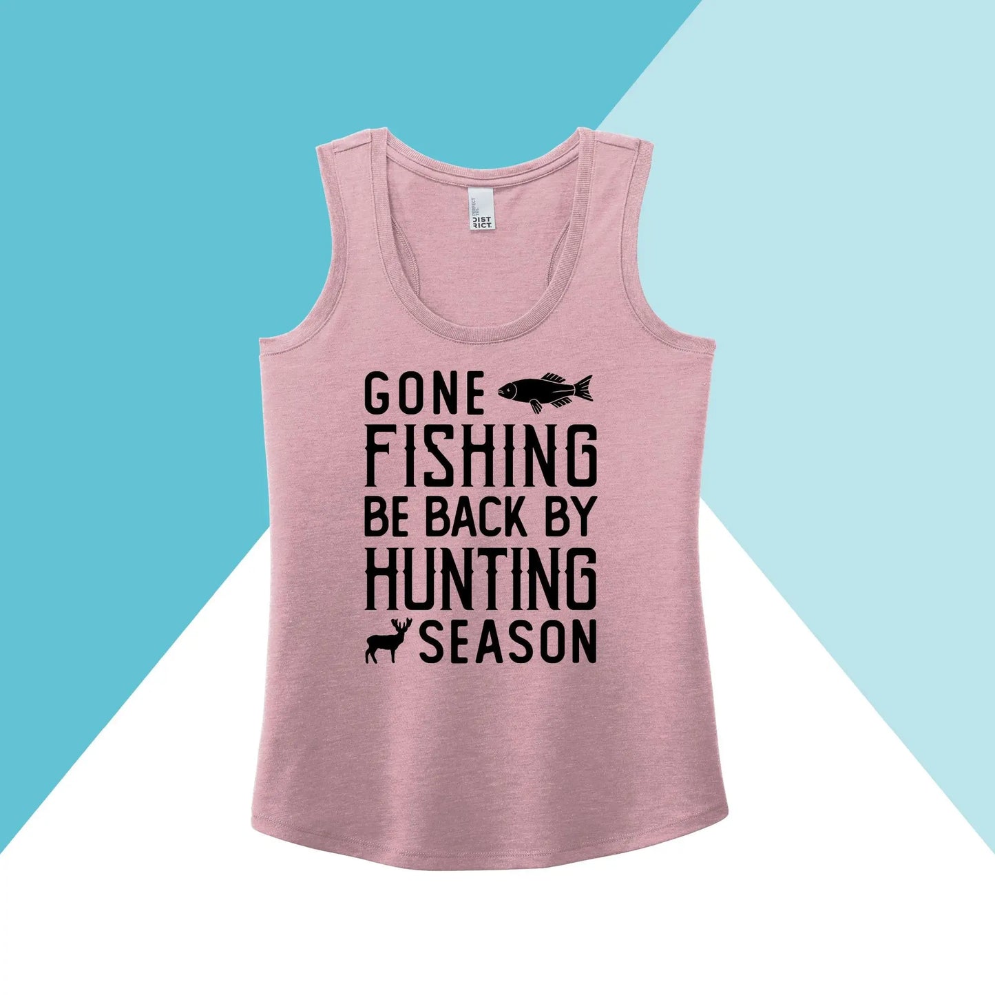 Gone Fishing Be Back By Hunting Season Women's Racerback Tank Top North Owl Apparel