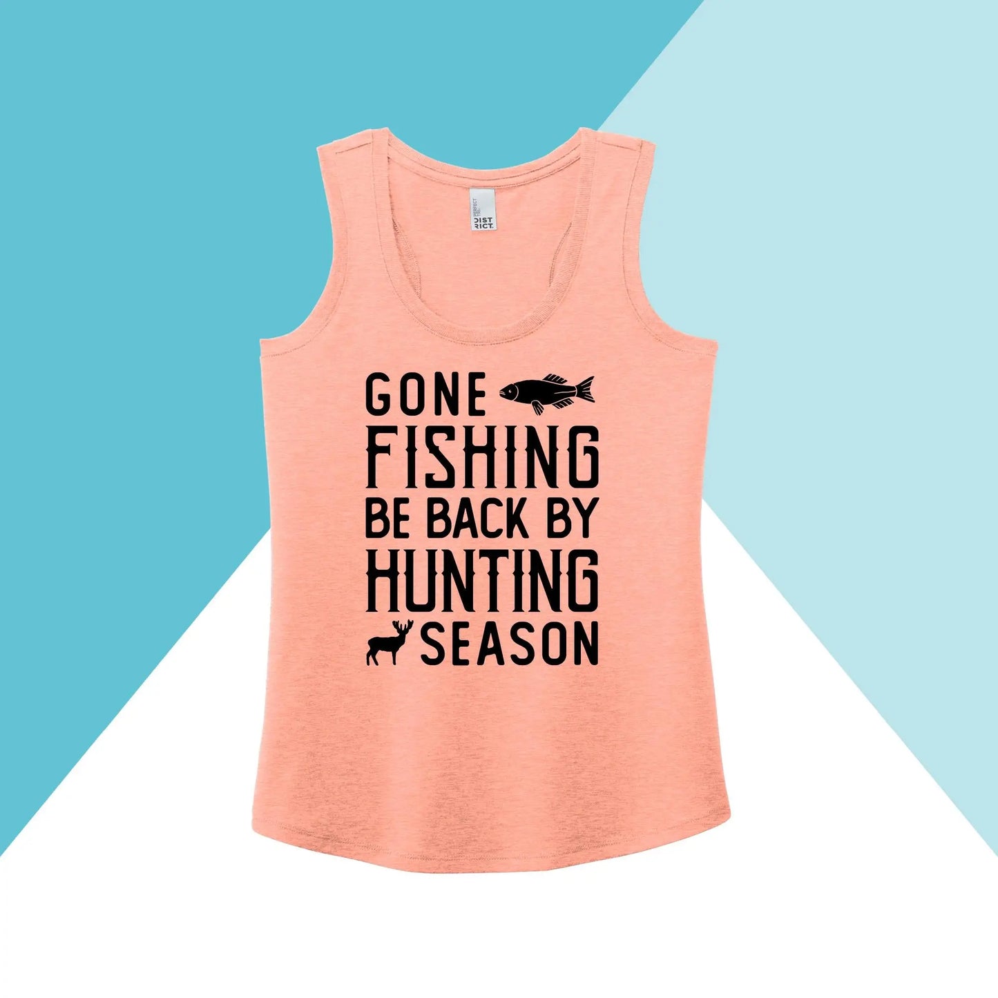 Gone Fishing Be Back By Hunting Season Women's Racerback Tank Top North Owl Apparel