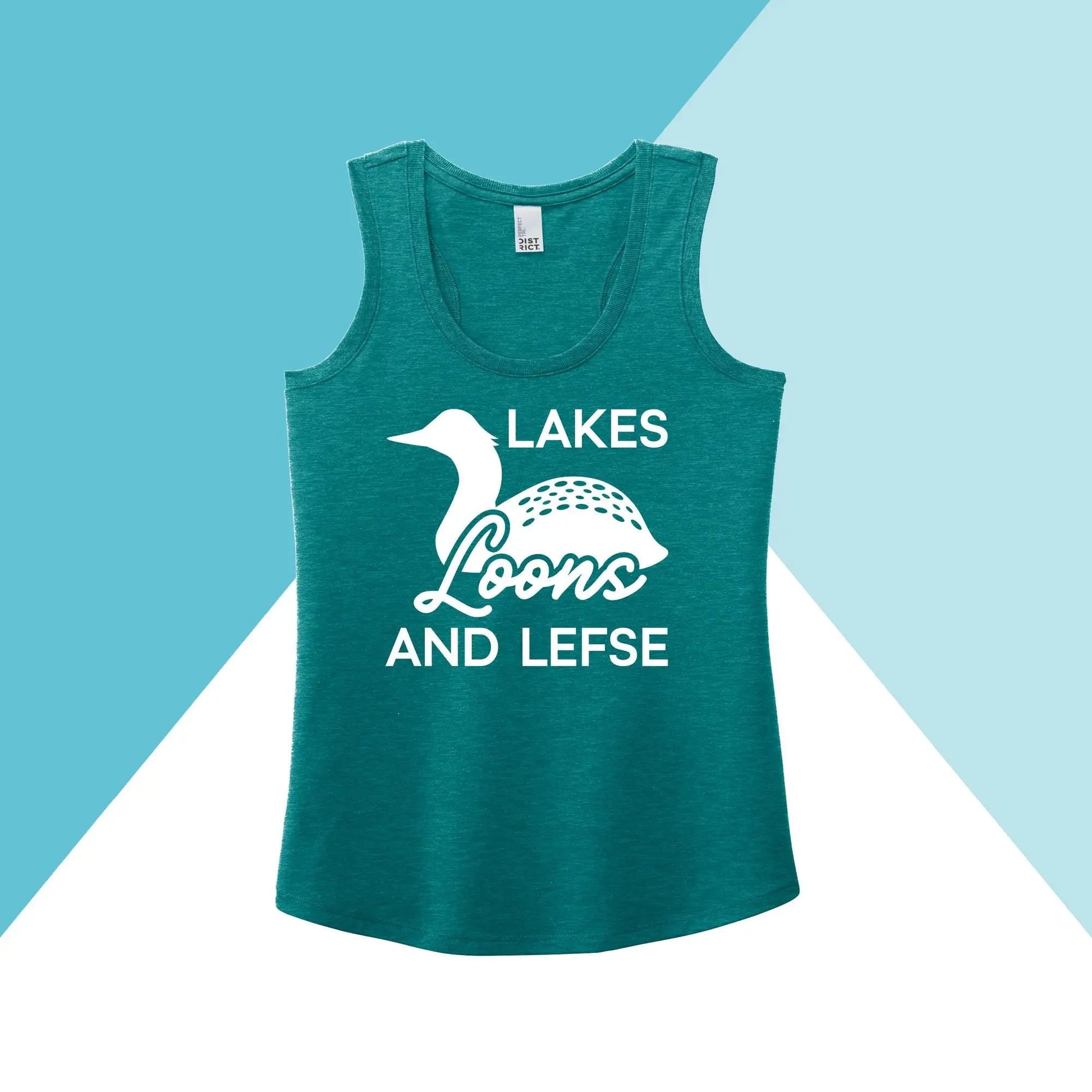 Lakes, Loons, & Lefse Women's Racerback Tank Top North Owl Apparel