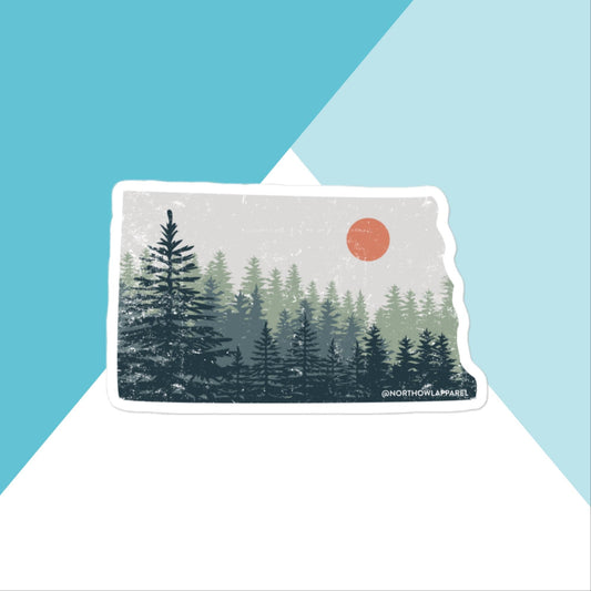 North Dakota Pine Trees Distressed Vinyl Sticker North Owl Apparel